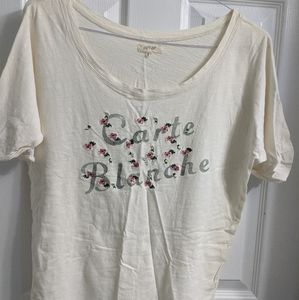 Aerie White Cream Oversized Floral Text Shirt
